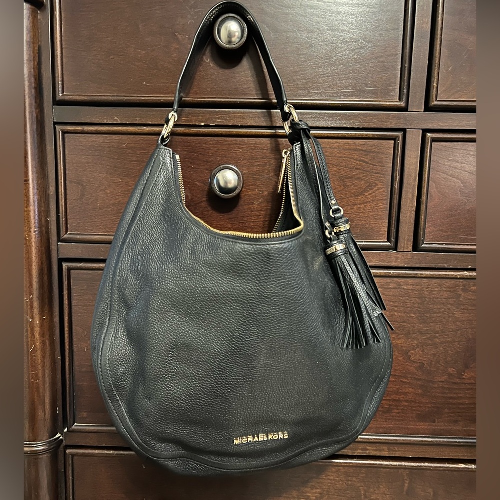 Michael Kors, black leather hobo bag